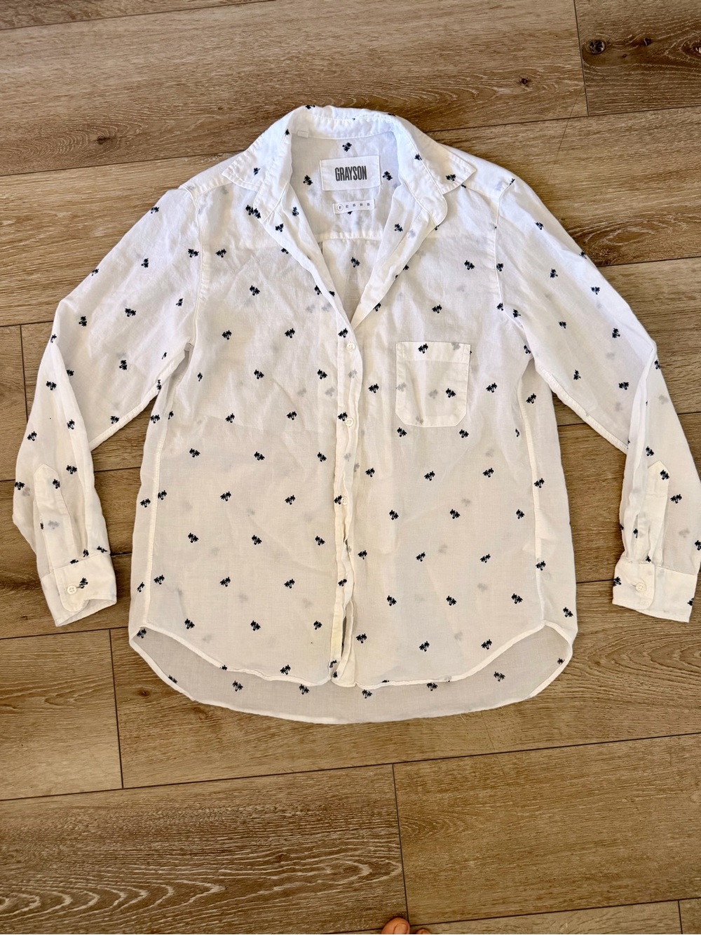 Anthropologie Grayson Button-Up Shirt Palm Tree 100% Cotton XS **Flaw